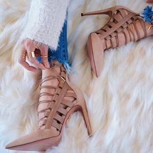 Aquazzura Amazon Suede Lace-Up Pumps Size 38